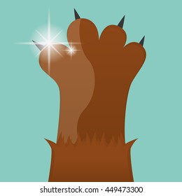 Isolated cat paw with nails, Vector illustration