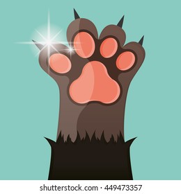 Isolated cat paw with nails, Vector illustration