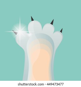 Isolated cat paw with nails, Vector illustration
