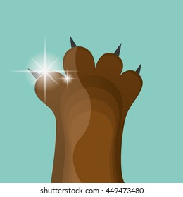 Isolated cat paw with nails, Vector illustration