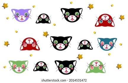 isolated cat symbol pattern doodle decorative