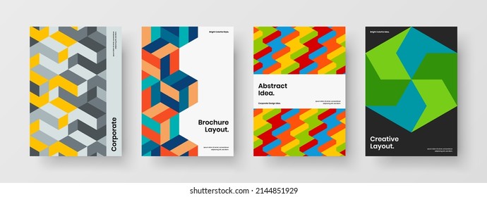 Cubierta de catálogo aislada, conjunto de ilustración vectorial de diseño A4. Composición de diseño de folletos de mosaicos increíbles.