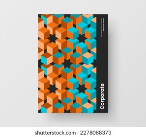 Diseño vectorial de diseño de la portada aislada de catálogo A4. El concepto de folleto del patrón de mosaico brillante.