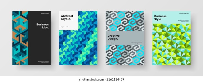 Isolated catalog cover A4 vector design template bundle. Creative geometric pattern placard concept set.