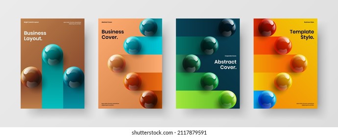 Kollektion von Vektorgrafik-Titelbildern einzeln. Einzigartiges 3D-Sphären-Banner-Set.