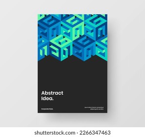 Isolated catalog cover design vector template. Fresh geometric pattern handbill illustration.