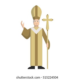 Isolated catholic pope standing on the white background. Concept of christianity, vatican and italy.