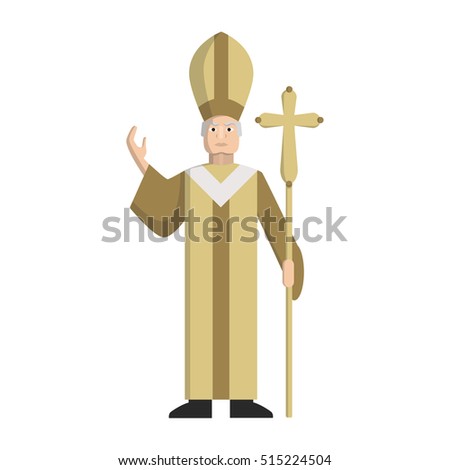 Isolated catholic pope standing on the white background. Concept of christianity, vatican and italy.