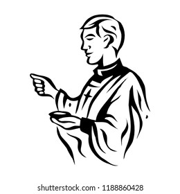 Isolated Catholic Priest Standing On White Stock Vector (Royalty Free ...