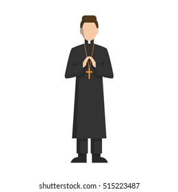 Isolated catholic priest standing on white background. COncept of catholic church.