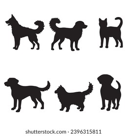 Isolated Cats on the white background. Animals silhouettes. Vector EPS 10.