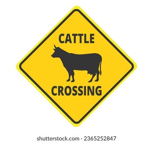 Isolated Cattle Crossing Sign
in a rhombus