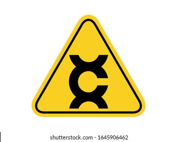 isolated caution carcinogen , common hazards symbols on yellow round triangle board warning sign for icon, label, logo or package industry etc. flat vector design.