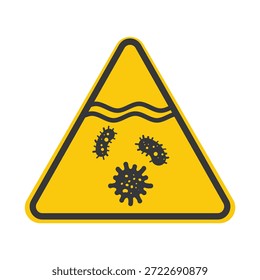 Signo de precaución aislado bacterias, virus, microbios bajo el agua, no nade ni beba