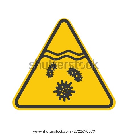 Isolated caution sign bacteria, virus, microbe under water, do not swim or drink