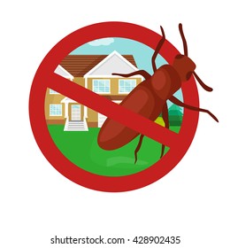 isolated caution sign no beetle, pest control blast circle symbol on white vector illustration. Icon of prevention parasite anti hexapod sticker stop bug at your home