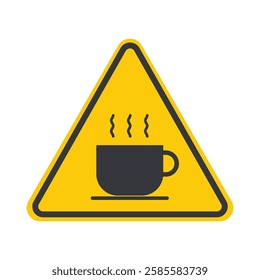 Isolated caution triangle sign : hot coffee icon, hot beverages drinks label