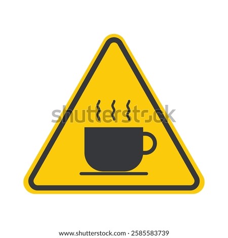 Isolated caution triangle sign : hot coffee icon, hot beverages drinks label