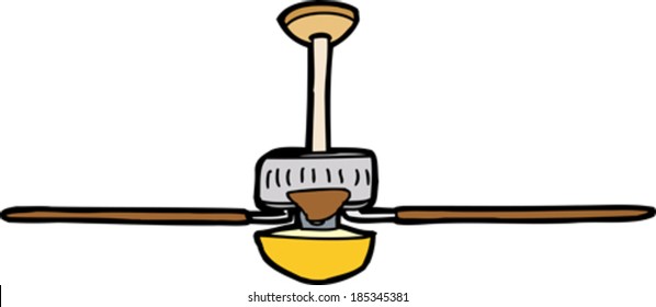 Isolated ceiling fan drawing on white background