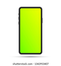 Isolated cell phone mockup. Vector phone illustration. Vector electronic device. Colorful phone template.