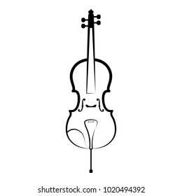 Isolated cello outline. Musical instrument