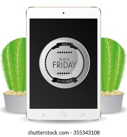 Isolated cellphone with a black friday background