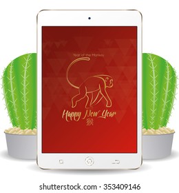 Isolated cellphone with a chinese new year screensaver