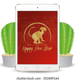 Isolated cellphone with a chinese new year screensaver