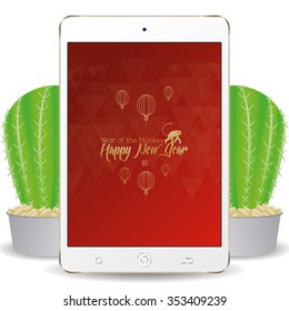 Isolated cellphone with a chinese new year screensaver