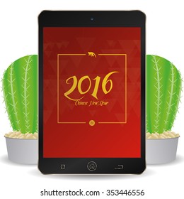 Isolated cellphone with a chinese new year screensaver