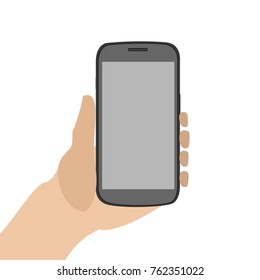 Isolated cellphone held by a hand, Vector illustration