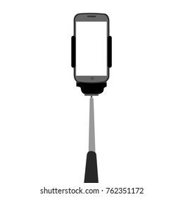 Isolated cellphone held by a selfiestick, Vector illustration