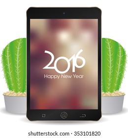 Isolated cellphone with a screensaver with text for new year celebrations