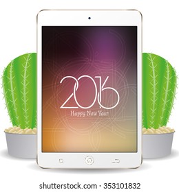 Isolated cellphone with a screensaver with text for new year celebrations