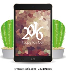 Isolated cellphone with a screensaver with text for new year celebrations