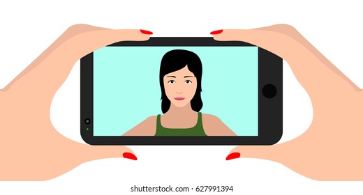 Isolated cellphone with a selfie, Vector illustration