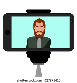 Isolated cellphone with a selfie, Vector illustration