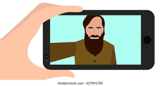 Isolated cellphone with a selfie, Vector illustration