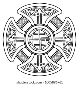 isolated Celtic cross from national Scandinavian ornament. Symbol of Druids, Ireland and Scotland