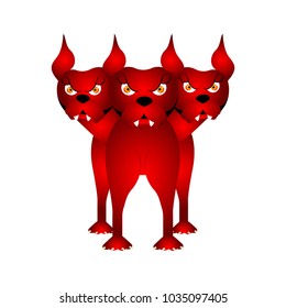 Isolated cerberus. Fantasy creature