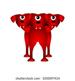 Isolated cerberus. Fantasy creature