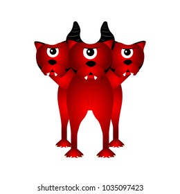 Isolated cerberus. Fantasy creature