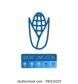 Isolated Cereal Outline. Corn Vector Element Can Be Used For Cereal, Corn, Corny Design Concept.