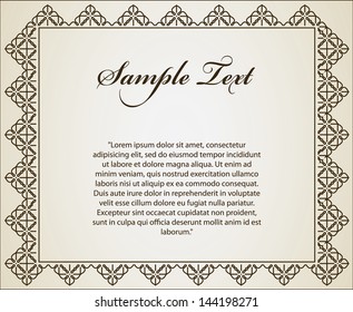Isolated certificate vector. Vintage frame with text.