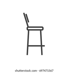 Isolated Chair Outline Symbol On Clean Background. Vector Bar Stool Element In Trendy Style.