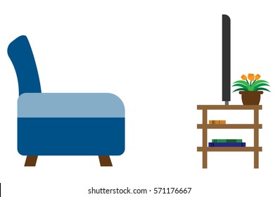 Isolated chair and TV