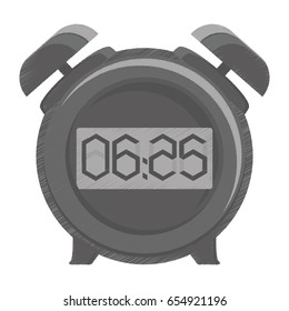Isolated chalk styled alarm clock sketch, Vector illustration