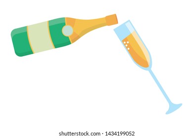 Isolated champagne bottle and cup design