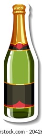 Ilustración aislada de la plantilla de la etiqueta de la botella de champán
