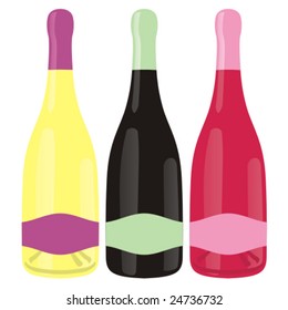 isolated champagne bottles set